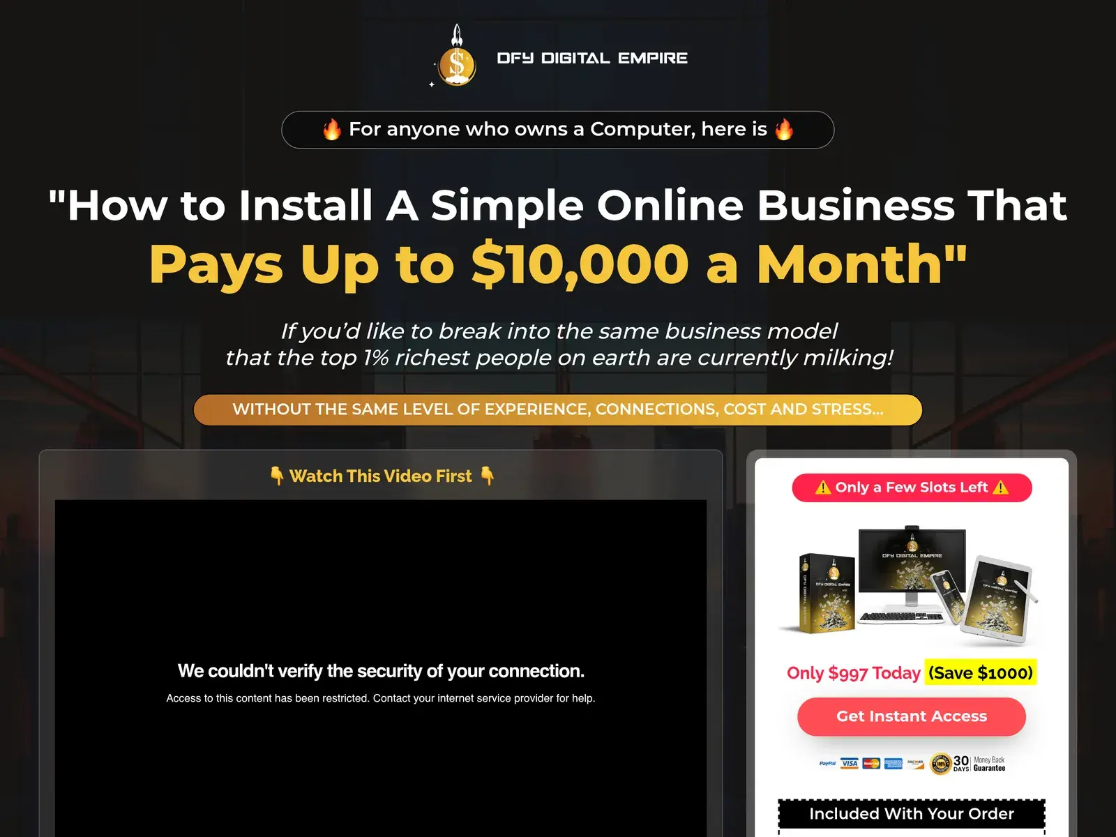 DFY Digital Empire — Course Funnels case study by Spiety